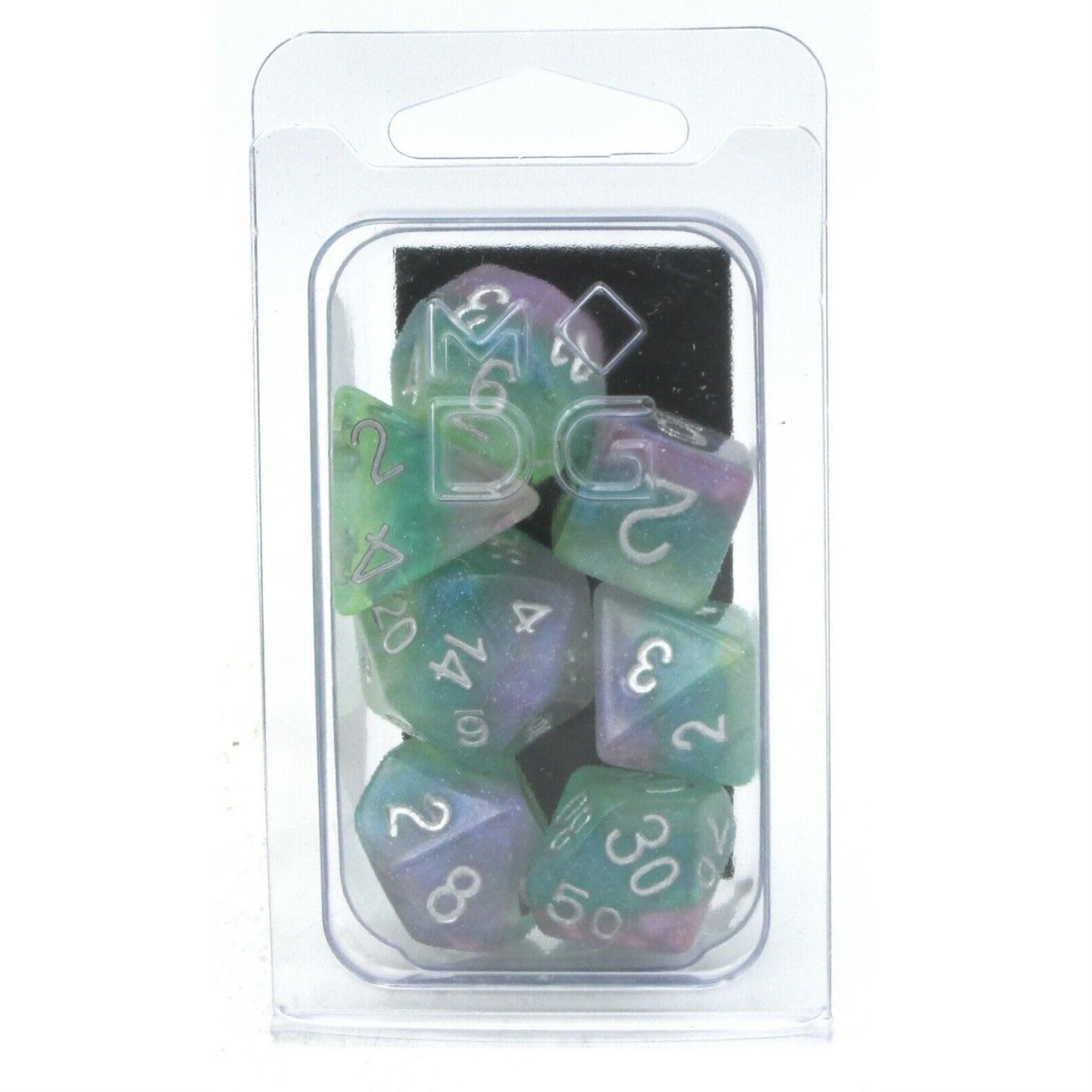 Metallic Dice Games Poly Set Layered Stardust Radiance W/Silver (7)