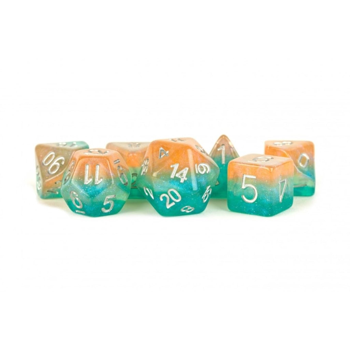 Metallic Dice Games Poly Set Layered Stardust Sunset W/Silver (7)