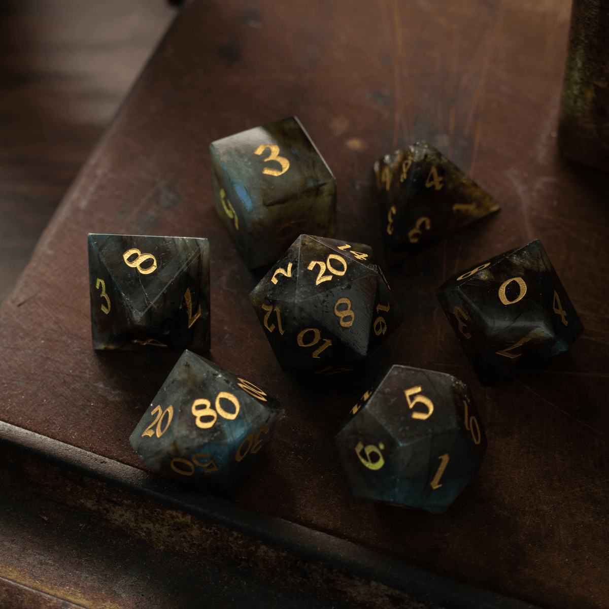 Labradorite Gemstone DND Dice Set