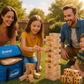 Bolaball Giant Outdoor Game Set - 45 Tumbling Blocks, 28 Dominoes, 6 Dice, Wood, X-Large, Family Fun