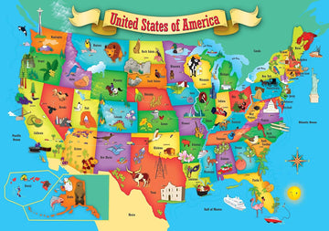 Usa Map 44 Piece Real Wood Jigsaw Puzzle