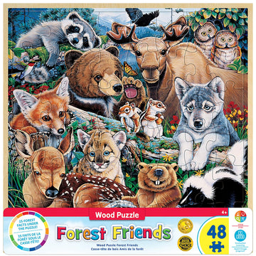 Masterpieces 48 Piece Fun Facts Jigsaw Puzzle For Kids - Forest Friends Wood Puzzle - 12'X12'