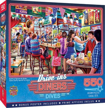Masterpieces 550 Piece Jigsaw Puzzle For Adults And Family - Duffy'S Sports & Suds - 18'X24'