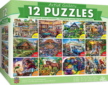 Artist Gallery Jigsaw Puzzle 12-Pack | 4X 100Pc | 4X 300Pc | 4X 500Pc