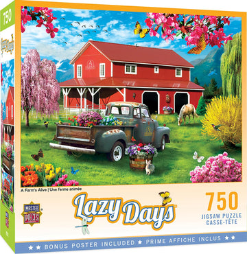 Masterpieces 750 Piece Jigsaw Puzzle For Adults, Family, Or Youth - A Farm'S Alive - 18'X24'