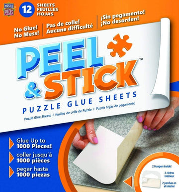 Masterpieces Accessories - 12 Permanent Adhesive Jigsaw Puzzle Glue Sheets With Peel-Off-Backers