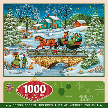 Masterpieces 1000 Piece Christmas Jigsaw Puzzle - Over The River - 19.25'X26.75'