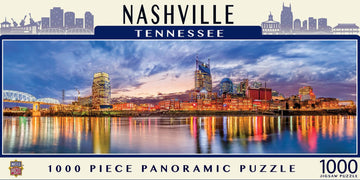 Masterpieces - 1000 Piece Jigsaw Puzzle, Nashville Skyline Panoramic, Fun For Adults, Family, Kids 13'X39