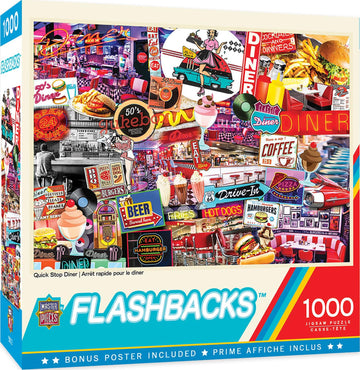 Masterpieces - 1000 Piece Jigsaw Puzzle, Quick Stop Diner, Fun For Adults, Family, Kids, Non-Glare Finish, 19.25' X 26.75'