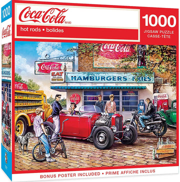 Masterpieces 1000 Piece Jigsaw Puzzle For Adults And Families - Coca-Cola Hot Rods - 19.25'X26.75'