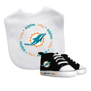 Miami Dolphins Nfl 2-Piece Baby Gift Set | Bib & Pre-Walkers