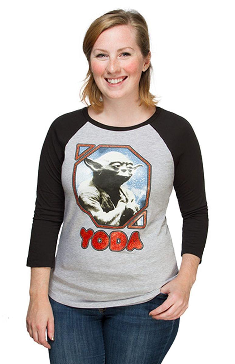 Star Wars Retro Yoda Women'S Raglan T-Shirt 2X-Large