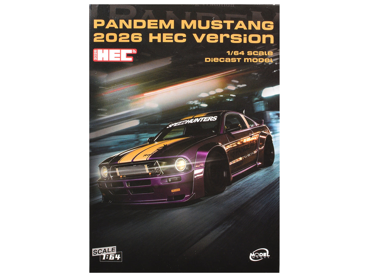 Pandem Mustang inchSpeedHuntersinch Purple Metallic with Yellow Stripes inchHobby Expo China 2026 Event Editioninch 1/64 Diecast Model Car by Model Model