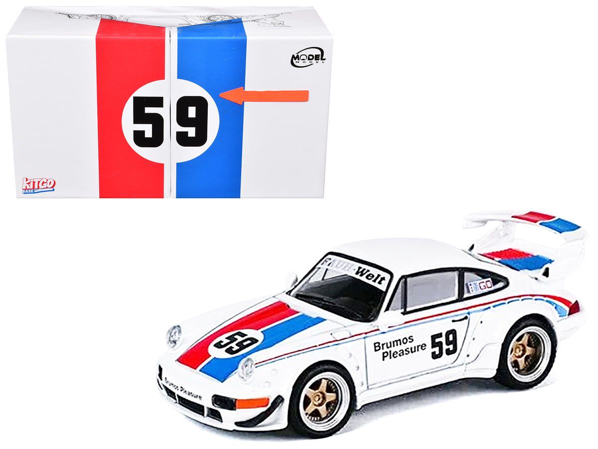 RWB 964 #59 inchBrumos Pleasureinch White with Red and Blue Stripes inchKitGo Baseinch Series 1/64 Diecast Model Car by Model Model