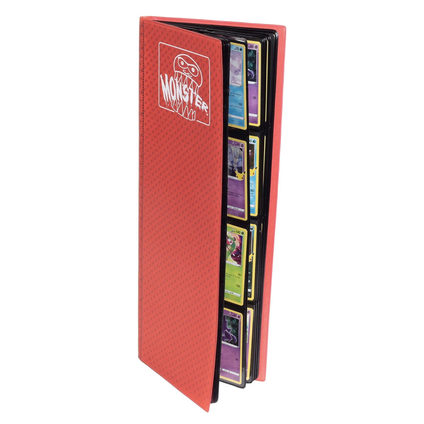 Monster Tower Binder - Holofoil Red Album, Anti-Theft & Anti-Drop Tcg Protection W Side Loading Padded Pockets, Double Sided, Holds 320 Cards, For Sports, Gaming, Kpop, Gift