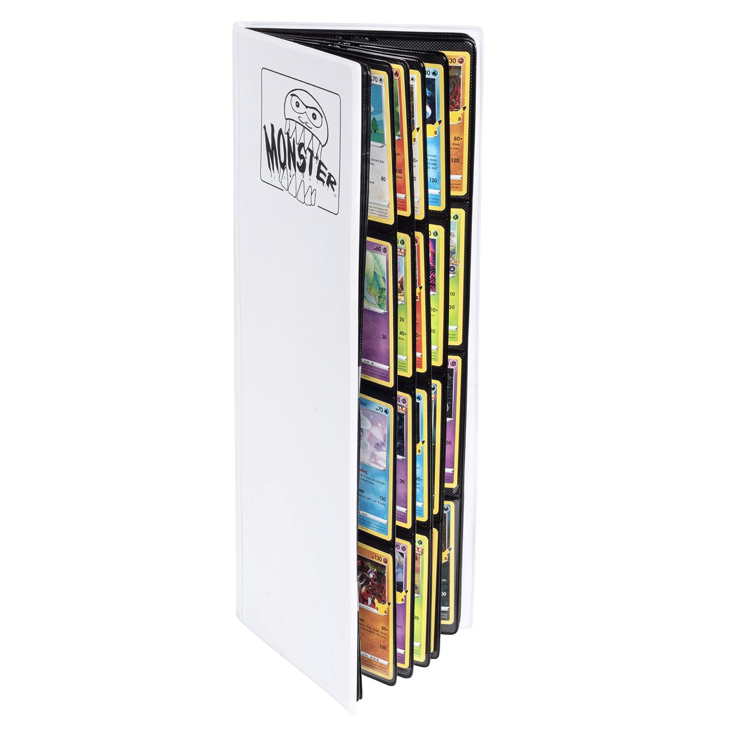 Monster Tower Binder - Matte White Album, Anti-Theft & Anti-Drop Tcg Protection W Side Loading Padded Pockets, Double Sided, Holds 320 Cards, For Sports, Gaming, Kpop, Gift