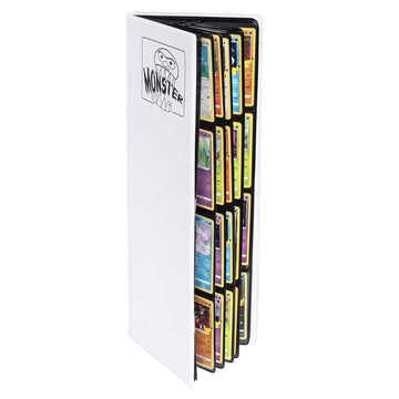 Monster Tower Binder - Matte White Album, Anti-Theft & Anti-Drop Tcg Protection W Side Loading Padded Pockets, Double Sided, Holds 320 Cards, For Sports, Gaming, Kpop, Gift