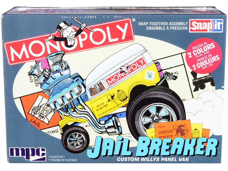 Skill 1 Snap Model Kit Custom Willys Panel Van Jail Breaker ''Monopoly'' 1/25 Scale Model By Mpc