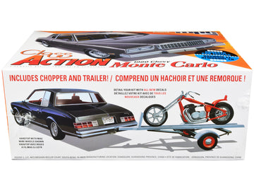 Skill 2 Model Kit 1980 Chevrolet Monte Carlo ''Class Action'' With Motorcycle And Trailer (Skill 2) 1/25 Scale Model Car By Mpc