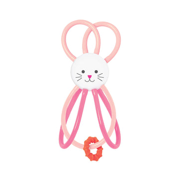 Manhattan Toy Zoo Animal Winkel Bunny Rabbit Rattle & Teether, Pink, Plastic, Model 215860 for Babies and Toddlers