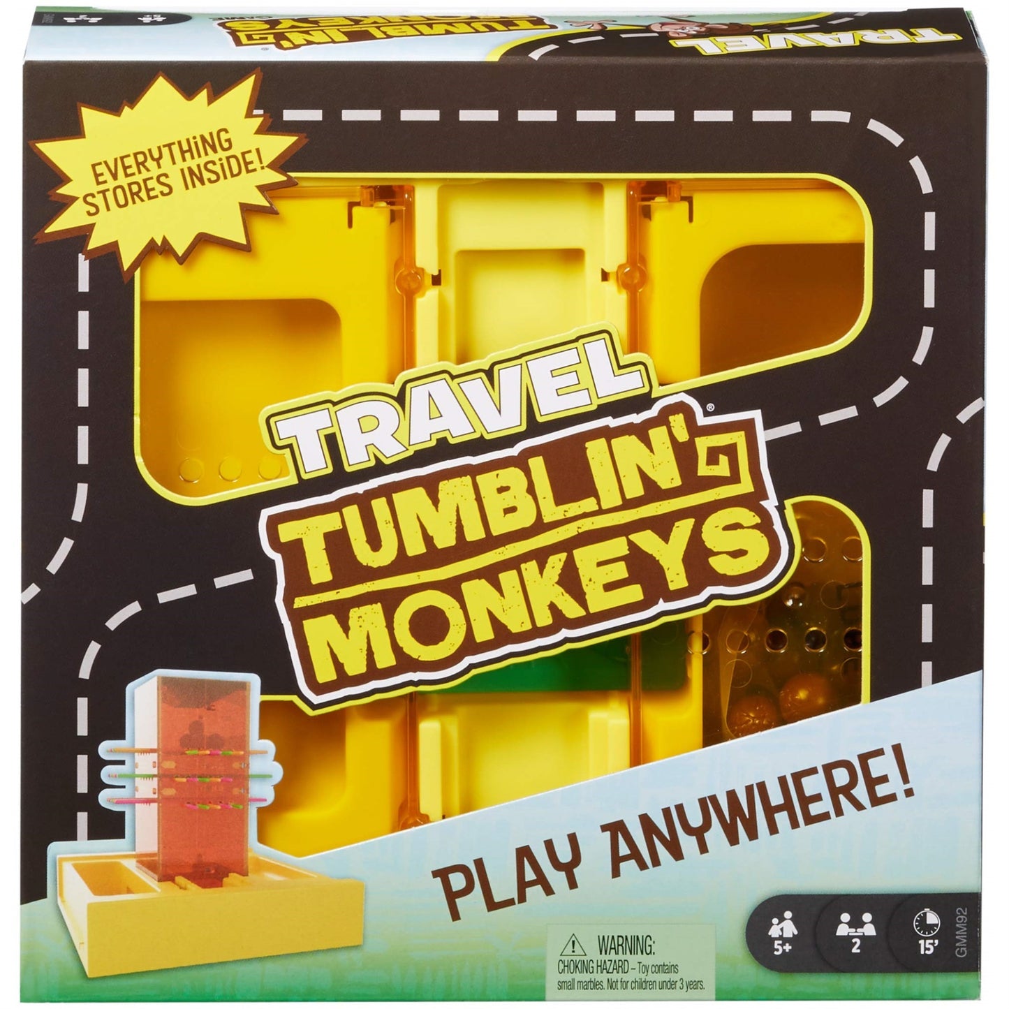 Mattel Games Travel Tumblin' Monkeys - Portable Kids Game, Built-in Storage, Multicolor, For Ages 5 and Up, Model GMM92