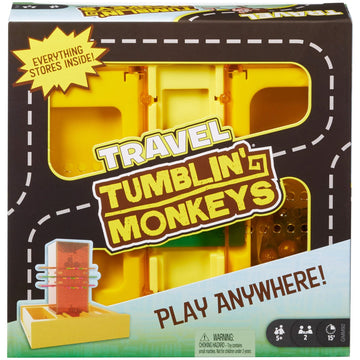 Mattel Games Travel Tumblin' Monkeys - Portable Kids Game, Built-in Storage, Multicolor, For Ages 5 and Up, Model GMM92