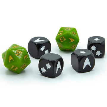 Modiphius Star Trek Adventures Captain Kirk's Tunic Dice Set - 6 Piece, Green, Plastic (MUH052045)