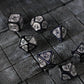 Mage Fury Blue Sandstone Silver Font Gemstone DND Dice Set
