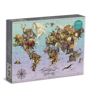 Map of Endangered Species 1500 Piece Jigsaw Puzzle Galison