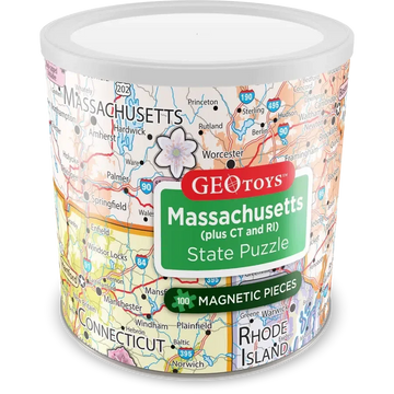 Massachusetts (+ CT & RI) State 100 Piece Magnetic Jigsaw Puzzle Geotoys