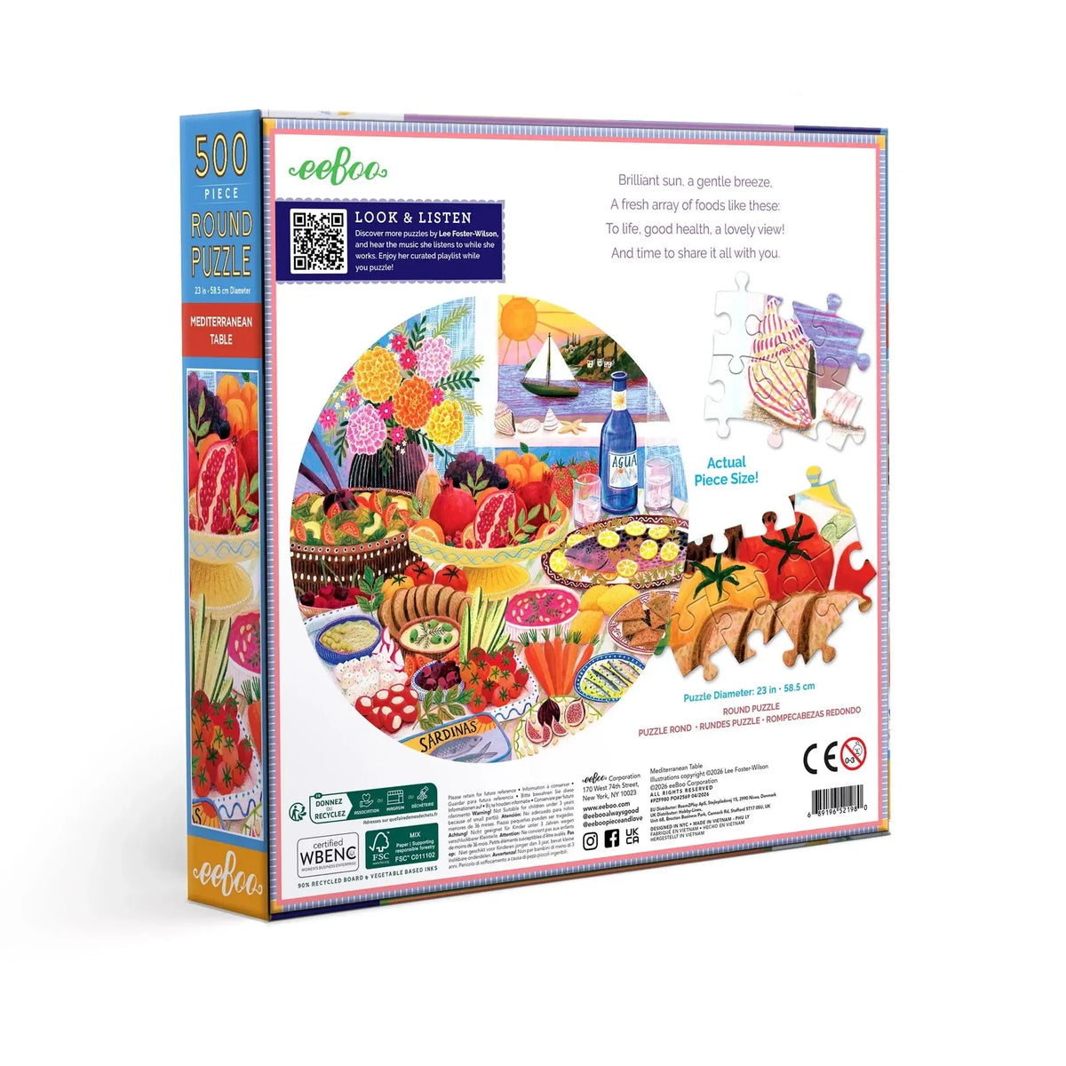 Mediterranean Table 500 Piece Round Jigsaw Puzzle eeBoo