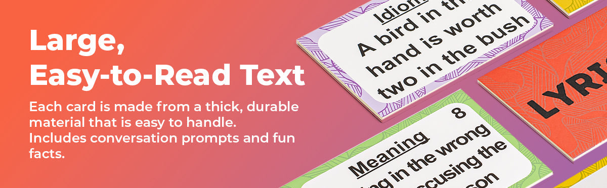 Assistex 2 in 1 Matching Card Memory Games for Seniors –  Lyric and Idiom Matching Card Games for memory loss Dementia Activities for Seniors – Alzheimer's Activities
