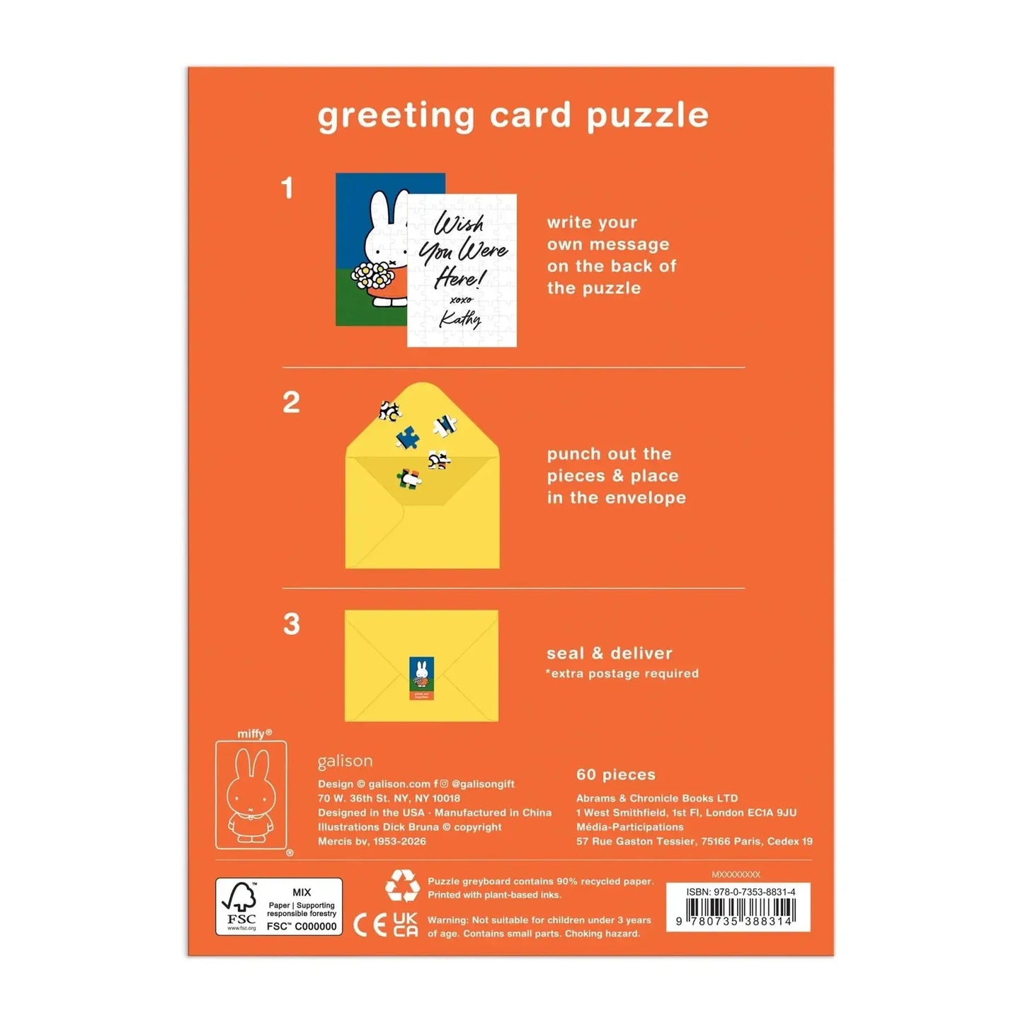 Miffy with Flowers Greeting Card 60 Piece Jigsaw Puzzle Galison