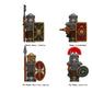 Set of 4 Roman army minifigures including heavy infantry, crossbowman, auxiliary legionary, and Roman centurion with shields and helmets, LEGO-compatible
