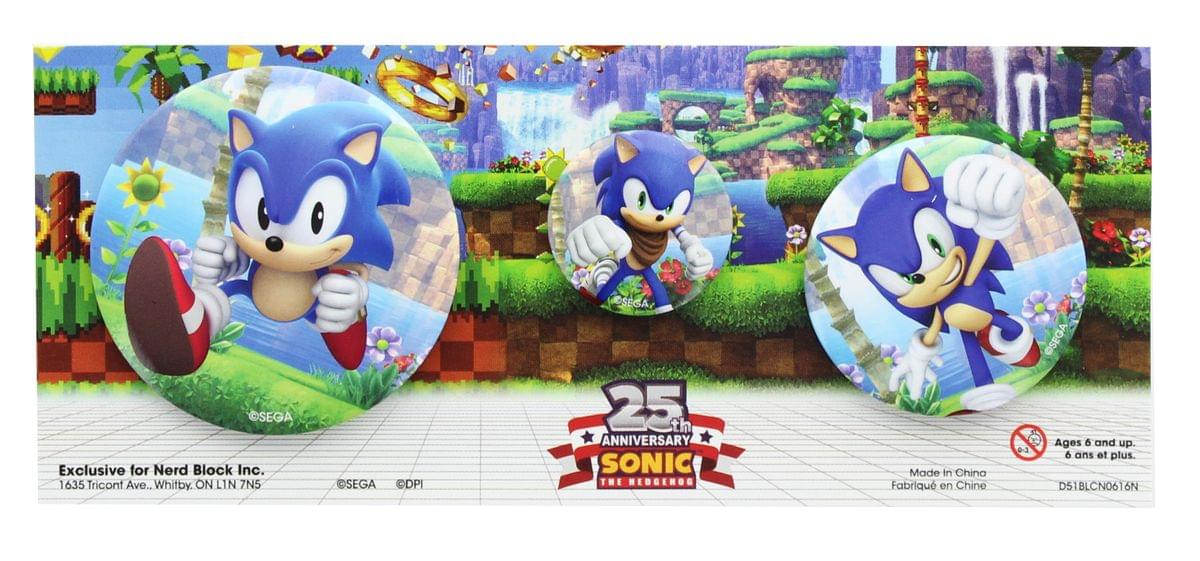 Sonic The Hedgehog 25Th Anniversary Button 3 Pack