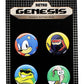 Sega Genesis Classic Game Characters Button 4 Pack