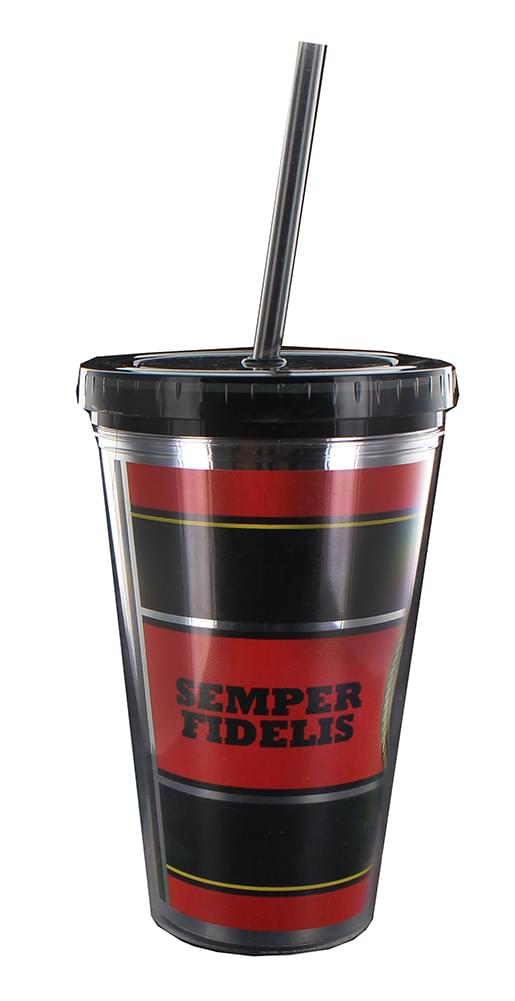 U.S. Marine Corps ''Semper Fidelis'' 16Oz Carnival Cup W/ Straw
