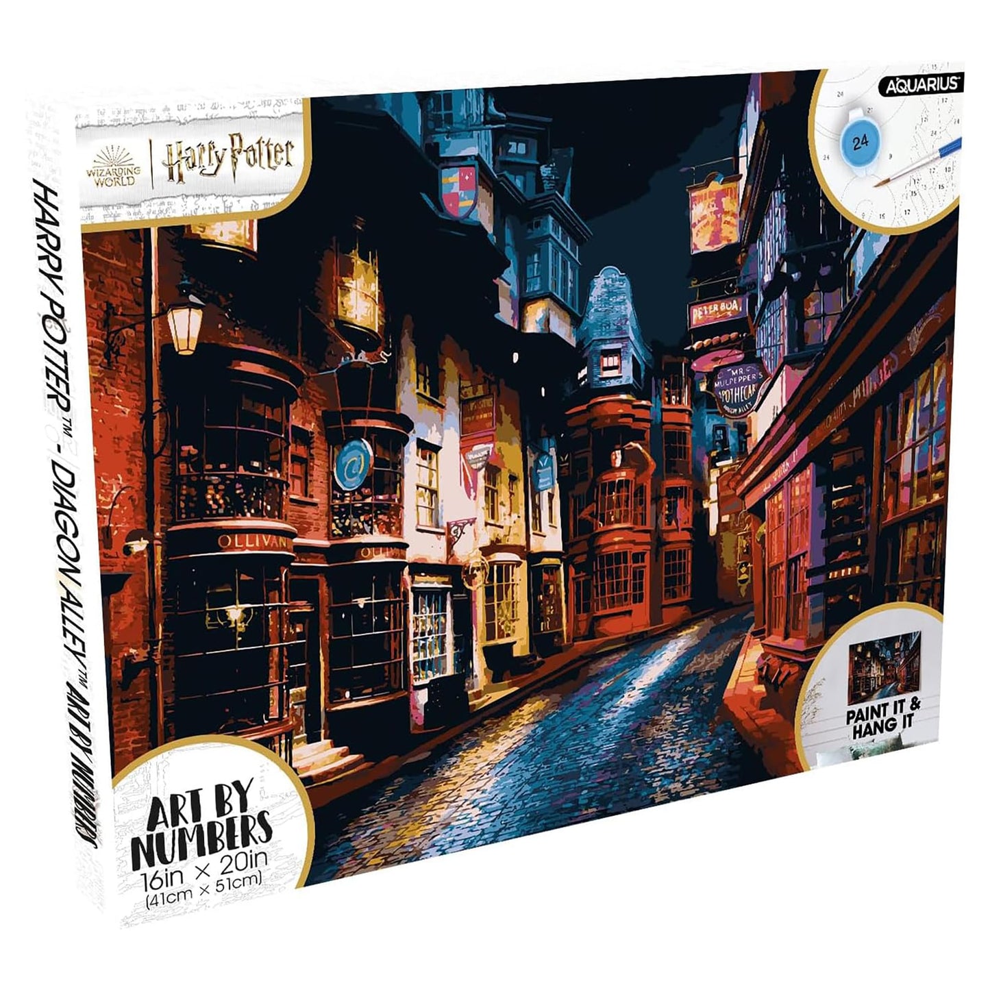 AQUARIUS Harry Potter Diagon Alley Paint by Numbers Kit - 16 x 20 inches Canvas, DIY Color by Number for Adults & Kids, Model 88039