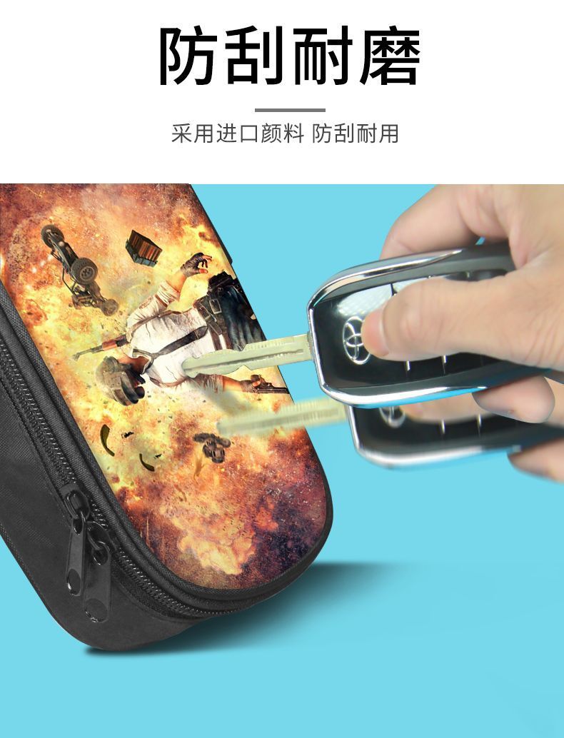 Sand Sculpture Pencil Bag for Boys, Multifunctional Stationery Box for Primary and Secondary School Students, Pubg Game Stationery Bag, Kidsren's Trendyy Pencil Bag
