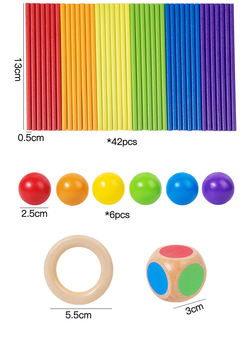 Wooden Kidsren's Stick Insertion Game Baby Draw Stick Color Cognitive Pitching Montessori Family Interactive Toy
