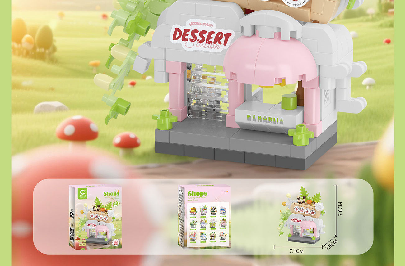 Compatible with Lego City Architecture Street View Hamburg Coffee Flower Shop Small Shop Building Blocks Children's Educational Toys Gifts