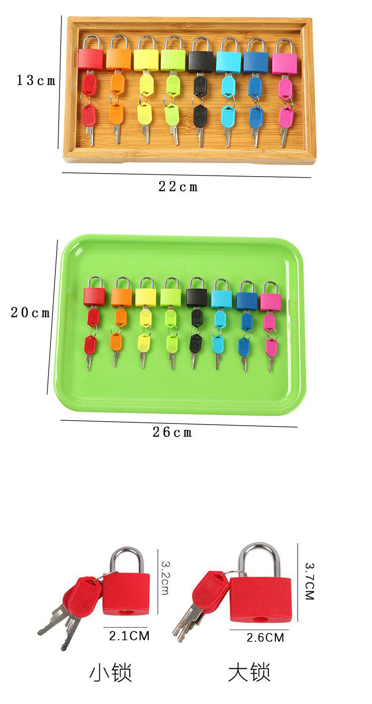 Montessori teaching aids colorful small lock learning unlocking game children's early education Montessori key lock sensory toys