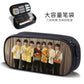 Times Youth Multi-Layer Stationery Box Canvas Pencil Bag Large Capacity Student Storage Box Pencil Bag Zipper New Style