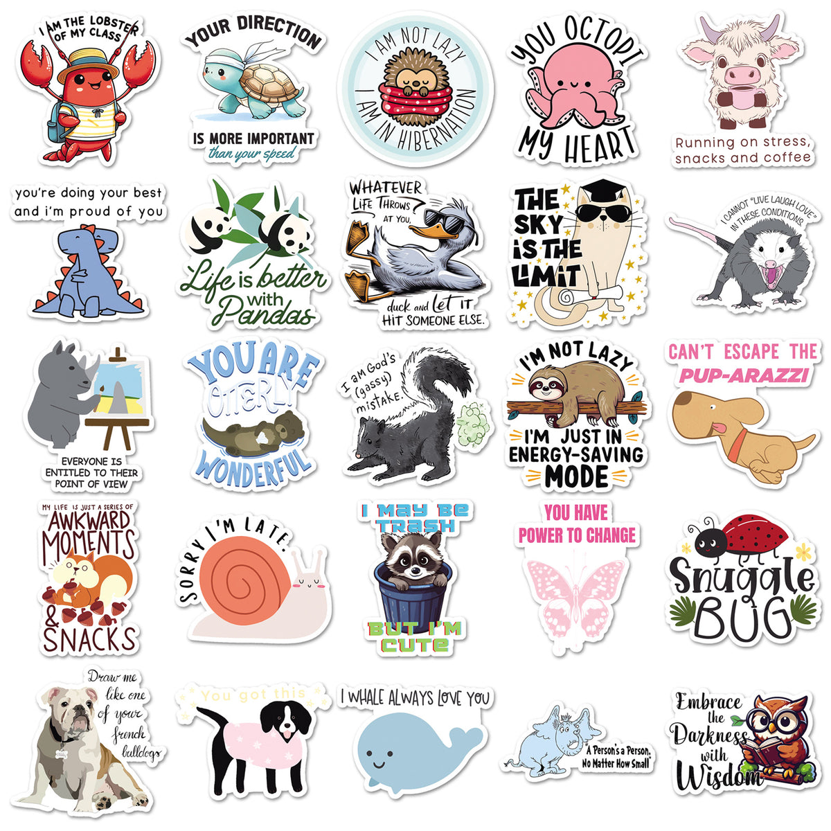 50 cartoon animal quotation stickers text creative graffiti notebook mobile phone book goo card suit stickers