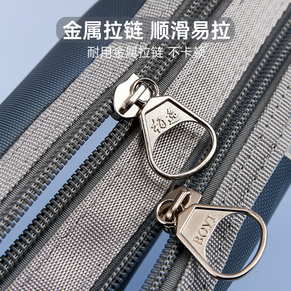 Mesh Large-Capacity Pencil Case, Transparent Double-Layer Student Exam Zipper Stationery Storage Bag, Three-Layer Stationery Bag