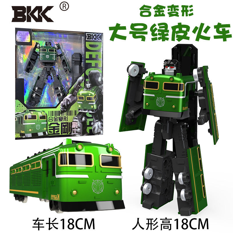 BKK alloy deformation robot train high-speed rail engineering bus dinosaur green leather train King Kong BKK children's toys