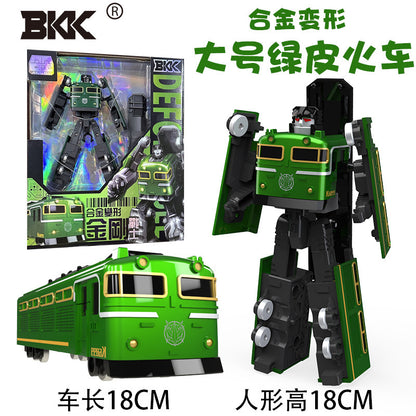 BKK alloy deformation robot train high-speed rail engineering bus dinosaur green leather train King Kong BKK children's toys