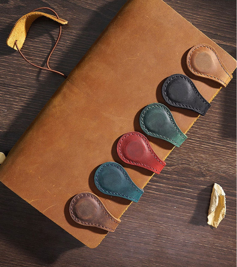 European-Style Retro Genuine Leather Magnetic Bookmarks, Creative Magnetic Planner Markers, Student Reading Page Clips, Magnetic Bookmarks