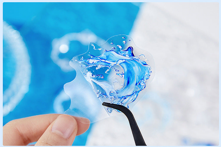 Light-Picking Bronzing Wave Handbook Stickers Natural Water Series Pet Material DIY Decorative Collage Stickers Cross-Border