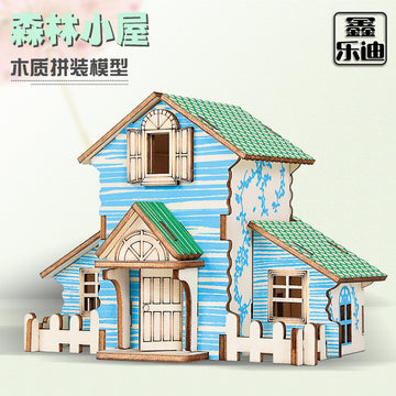 Wooden Reasons Children's Girls Assembled Handmade Ornaments diy Assembled Cabin Model Building Blocks Head Small House Puzzle